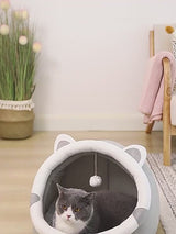 Velvet Winter Cat House — Warm Covered Cat Bed view 8